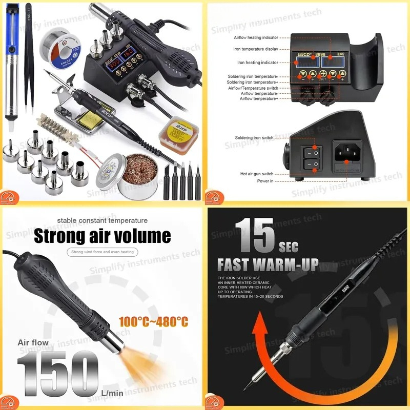 8898 Soldering Station 750W 2  - 2 In 1 Soldering Rework Station 750W ulasan dan harga
